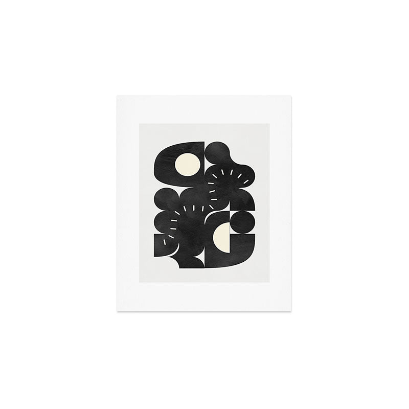 minimal black white shapes mid century Art Print Gallery Image 1