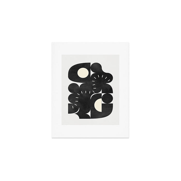 minimal black white shapes mid century Art Print Gallery Image 1