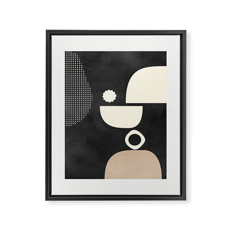 minimal black white shapes mid century Framed Canvas Print Gallery Image 6