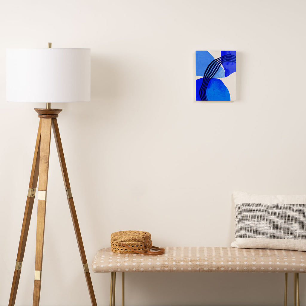 minimal mid century mod organic shapes blue Canvas Print Gallery Image 2
