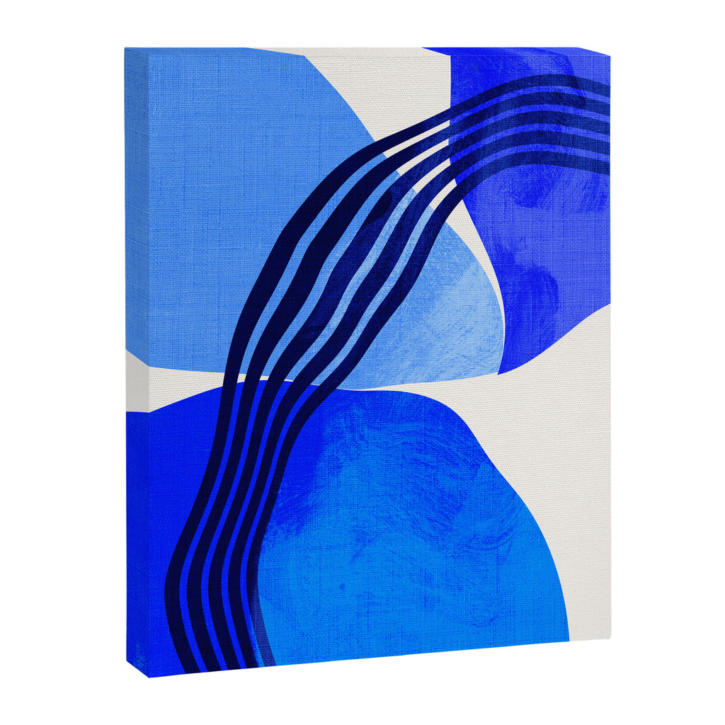 minimal mid century mod organic shapes blue Canvas Print Gallery Image 8