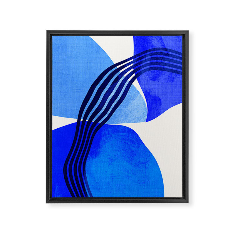 minimal mid century mod organic shapes blue Framed Canvas Print Gallery Image 8