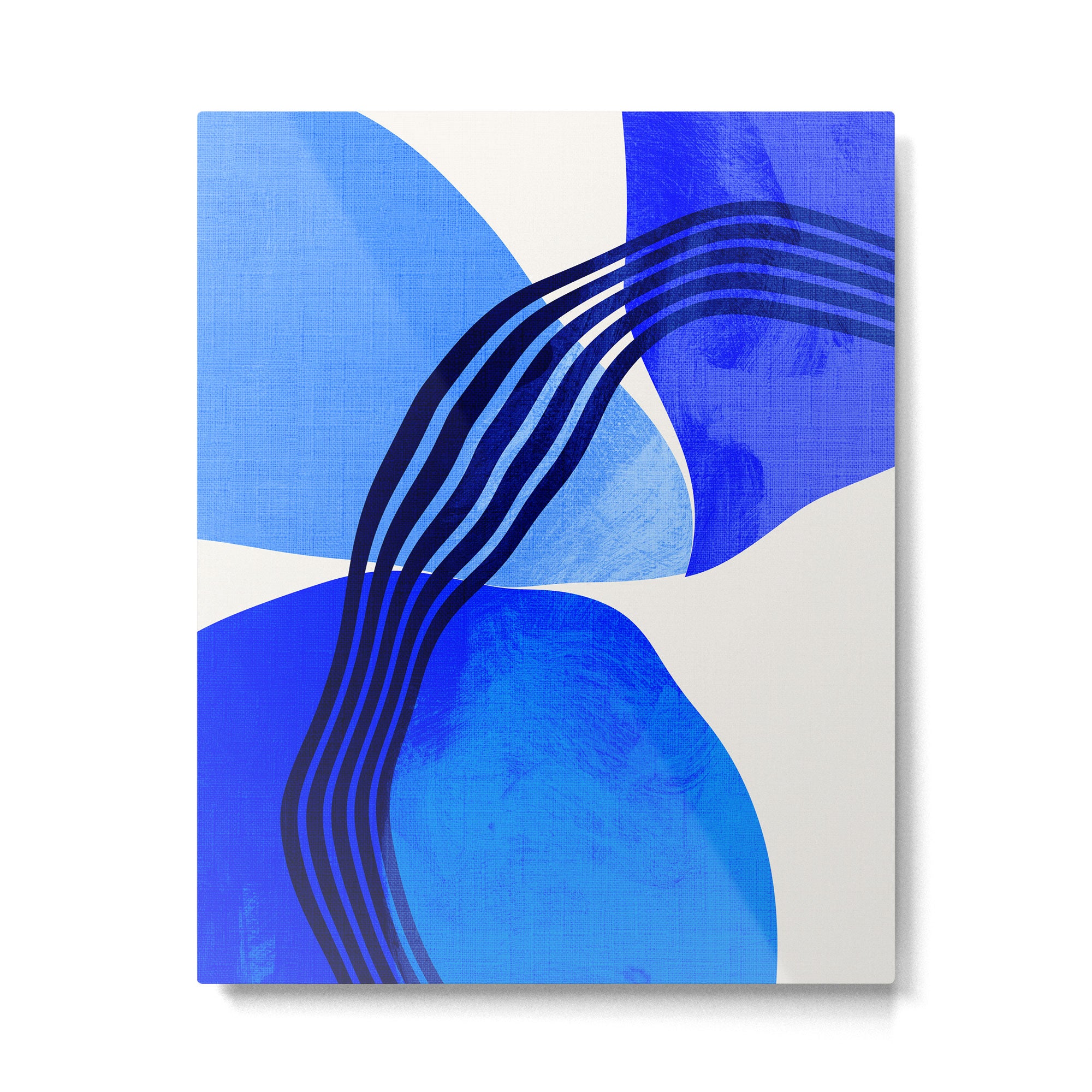 minimal mid century mod organic shapes blue Metal Print Gallery Image 6