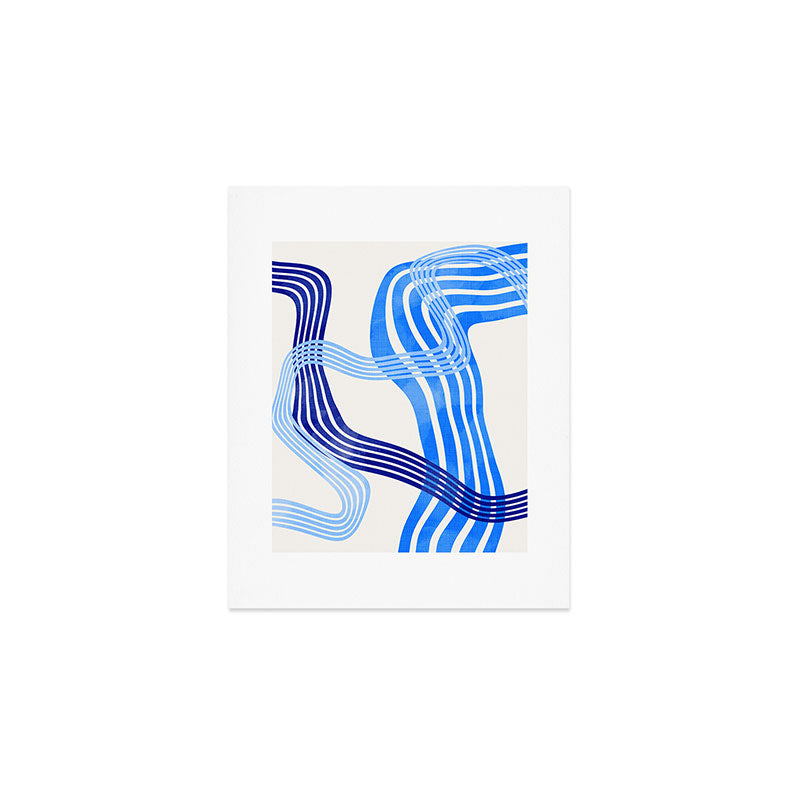 minimal organic waves blue Art Print Gallery Image 1