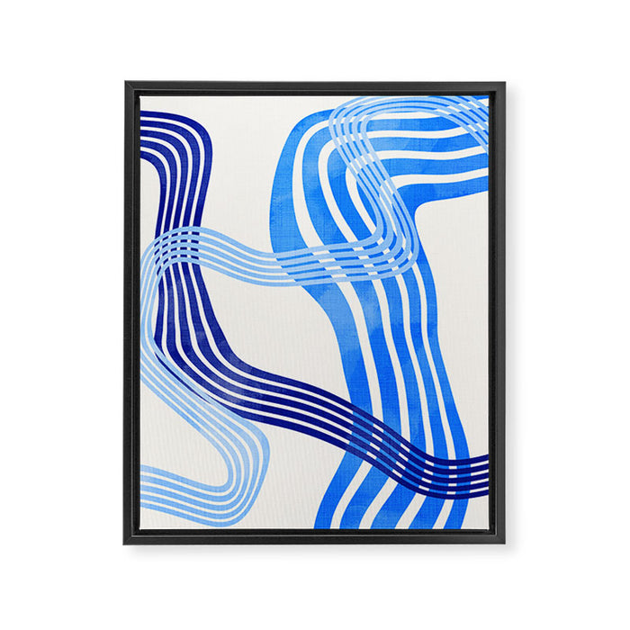 minimal organic waves blue Framed Canvas Print Gallery Image 1
