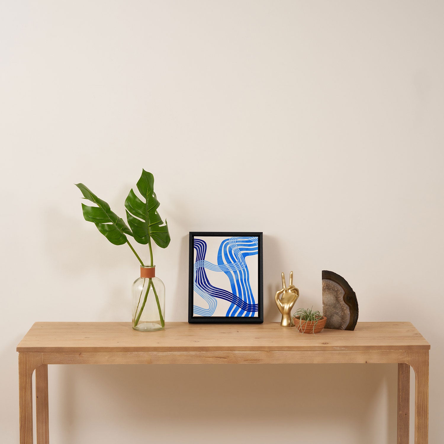 minimal organic waves blue Framed Canvas Print Gallery Image 4