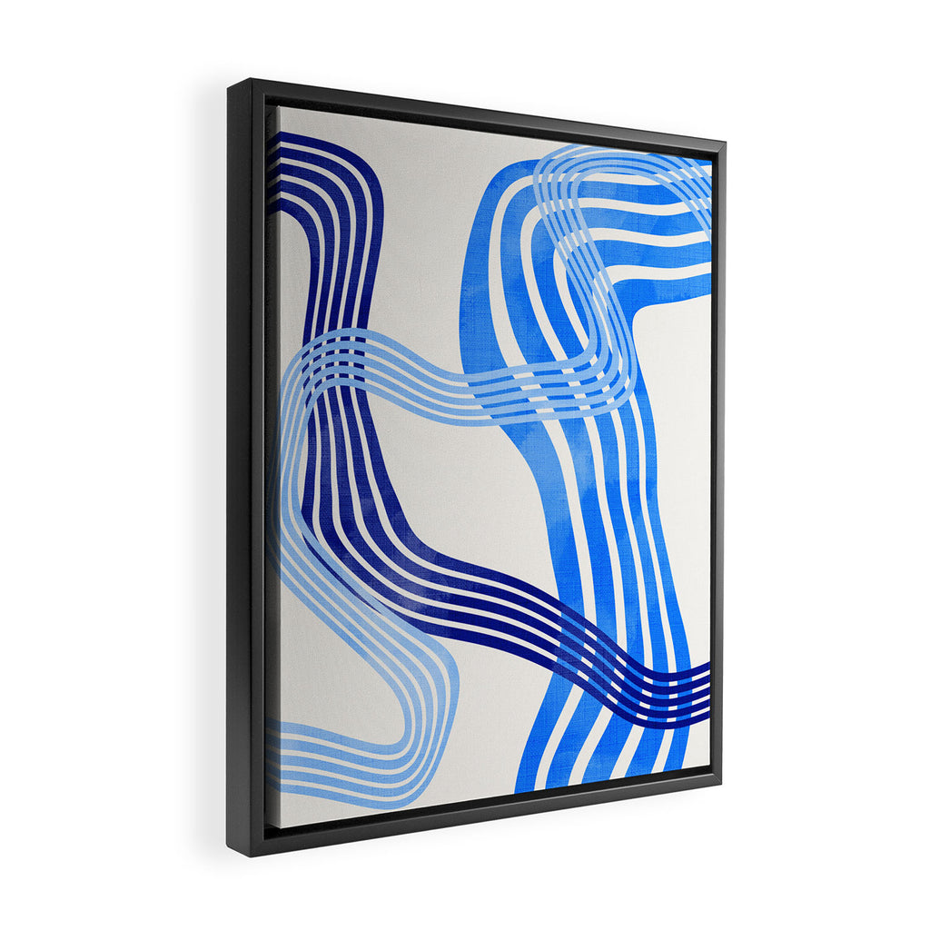 minimal organic waves blue Framed Canvas Print Gallery Image 2