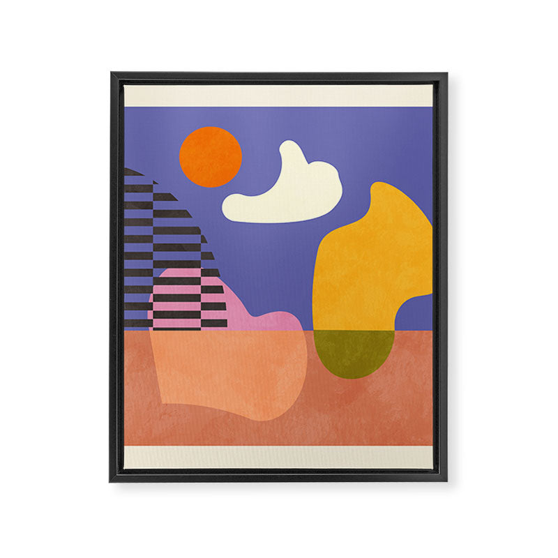 minimal shapes modern with cloud and sun Framed Canvas Print Gallery Image 8