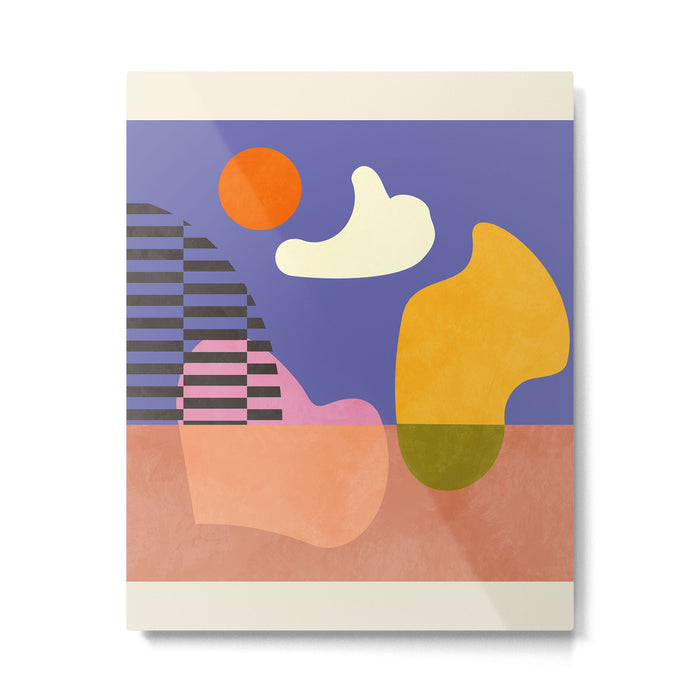 minimal shapes modern with cloud and sun Metal Print Gallery Image 1