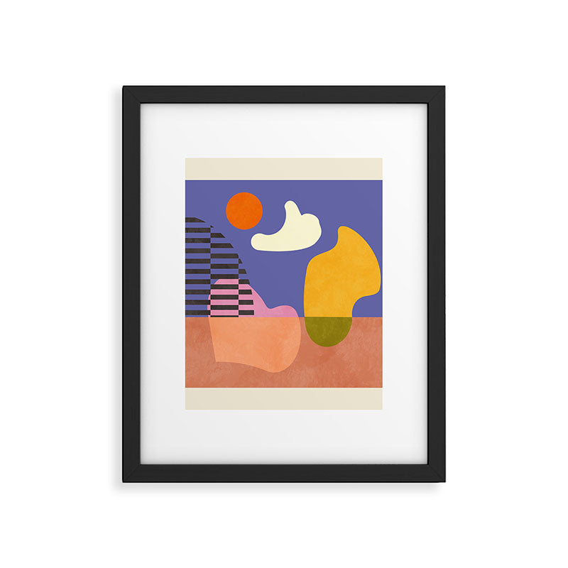 minimal shapes modern with cloud and sun Framed Art Print Gallery Image 6