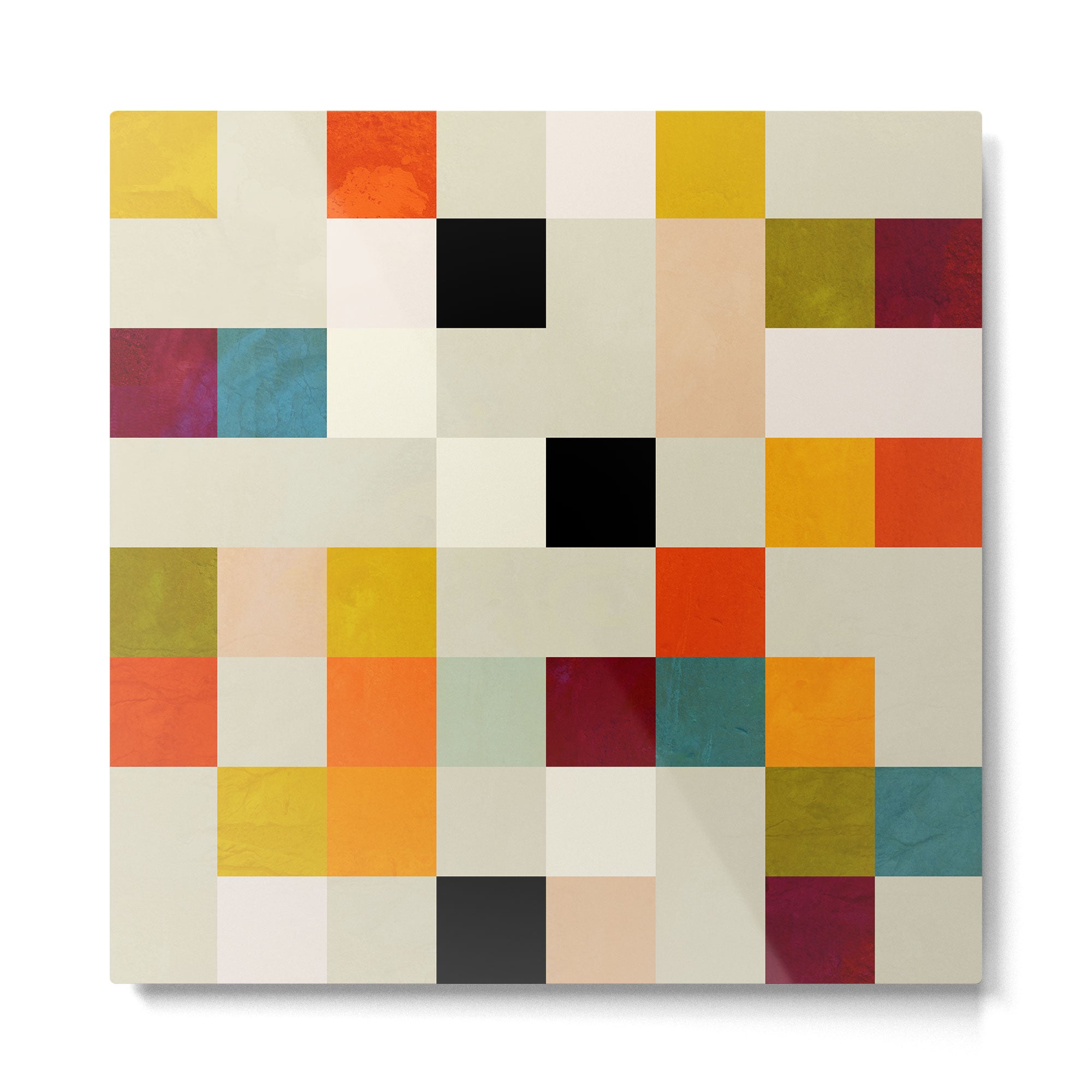 modern mid century chequers Metal Print Gallery Image 2