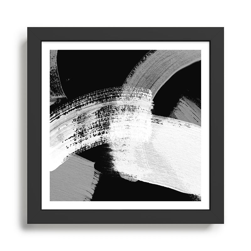 modern painterly brush strokes texture in bw Framed Art Print Gallery Image 1