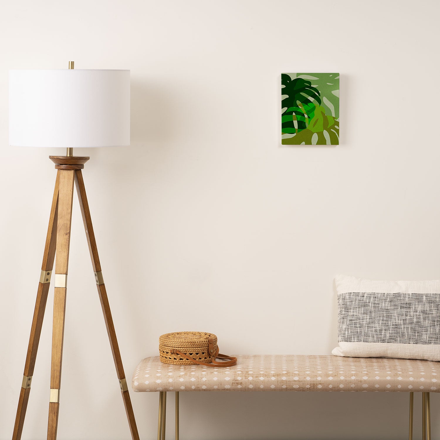 monstera leaf greenery minimal cut outs composition Canvas Print Gallery Image 2