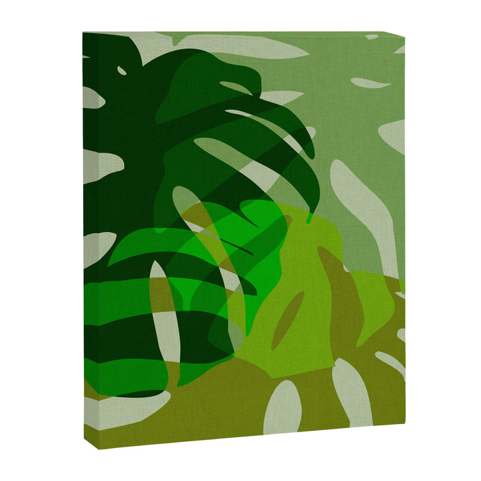 monstera leaf greenery minimal cut outs composition Canvas Print Gallery Image 1