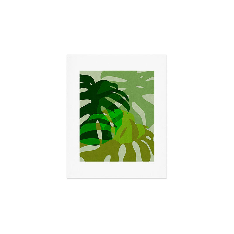 monstera leaf greenery minimal cut outs composition Art Print Gallery Image 1