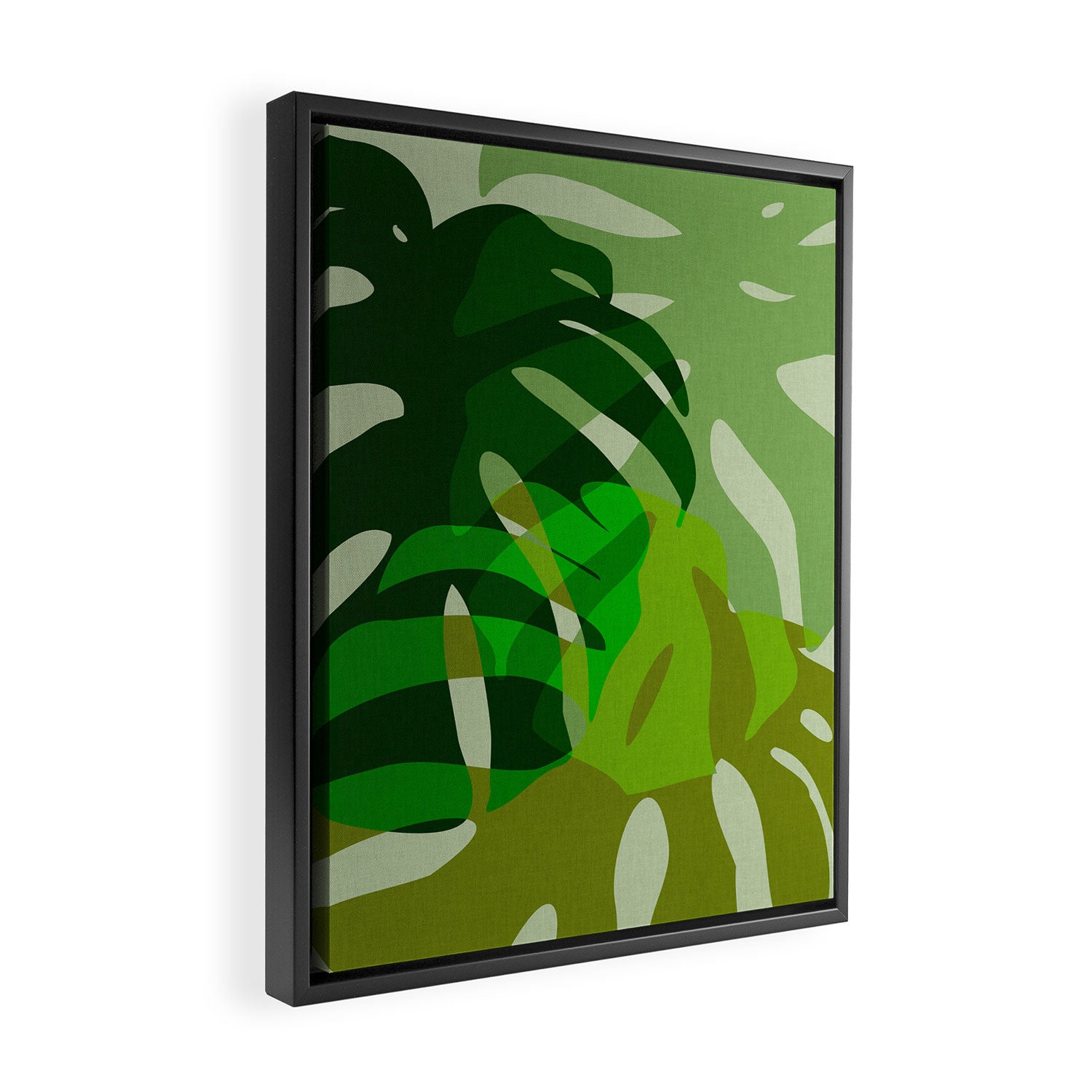 monstera leaf greenery minimal cut outs composition Framed Canvas Print Gallery Image 2