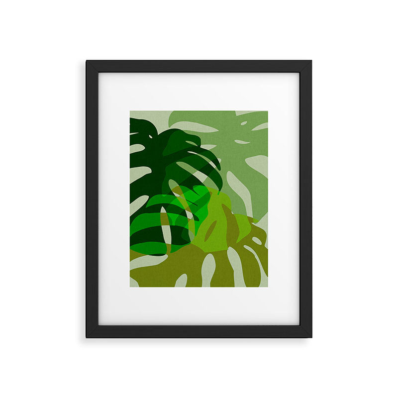 monstera leaf greenery minimal cut outs composition Framed Art Print Gallery Image 6