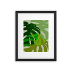 monstera leaf greenery minimal cut outs composition Framed Art Print Gallery Image 6