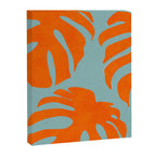 monstera leaves blue orange plant summer Canvas Print Gallery Image 8