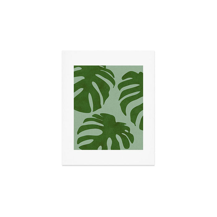 monstera leaves minimal plant green summer Art Print Gallery Image 1