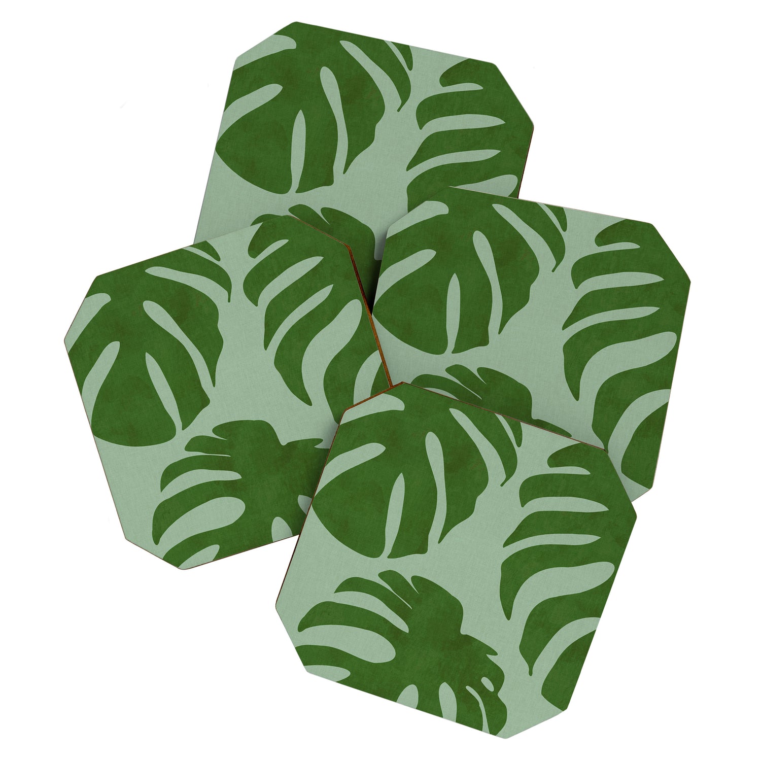 monstera leaves minimal plant green summer Coaster Gallery Image 1