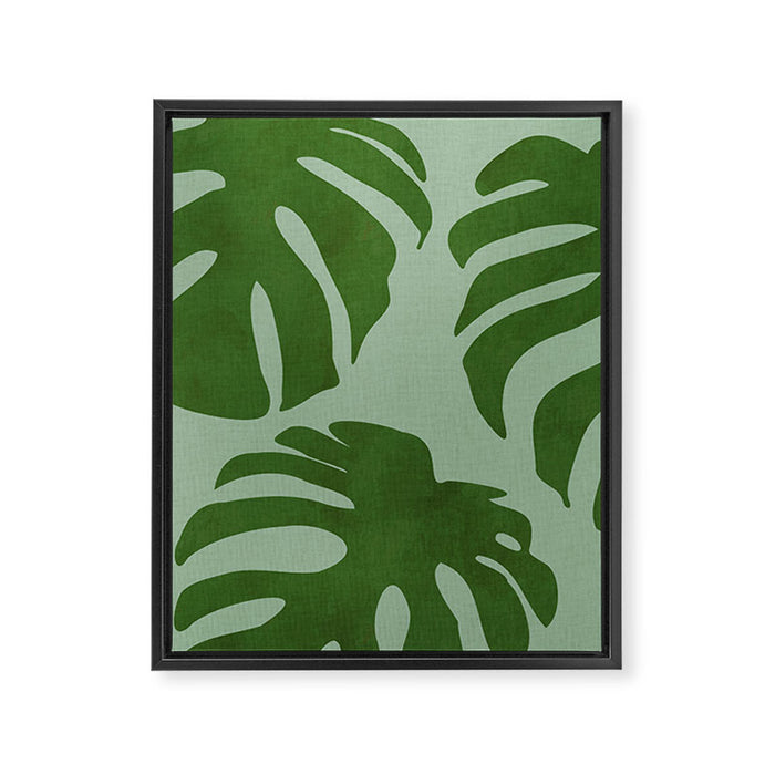 monstera leaves minimal plant green summer Framed Canvas Print Gallery Image 1