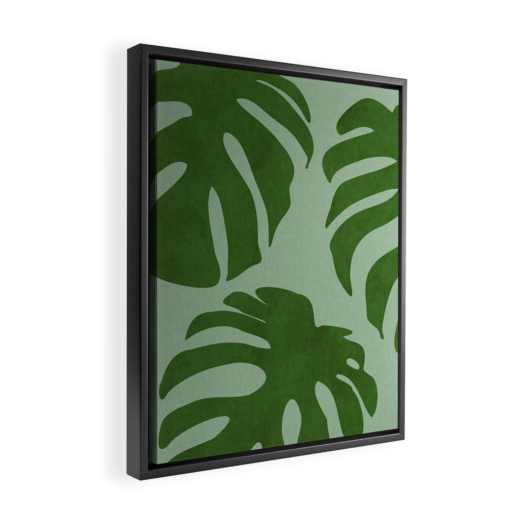 monstera leaves minimal plant green summer Framed Canvas Print Gallery Image 2