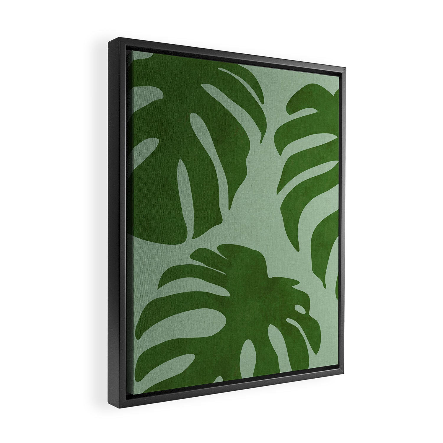 monstera leaves minimal plant green summer Framed Canvas Print Gallery Image 2