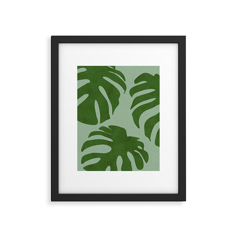 monstera leaves minimal plant green summer Framed Art Print Gallery Image 6