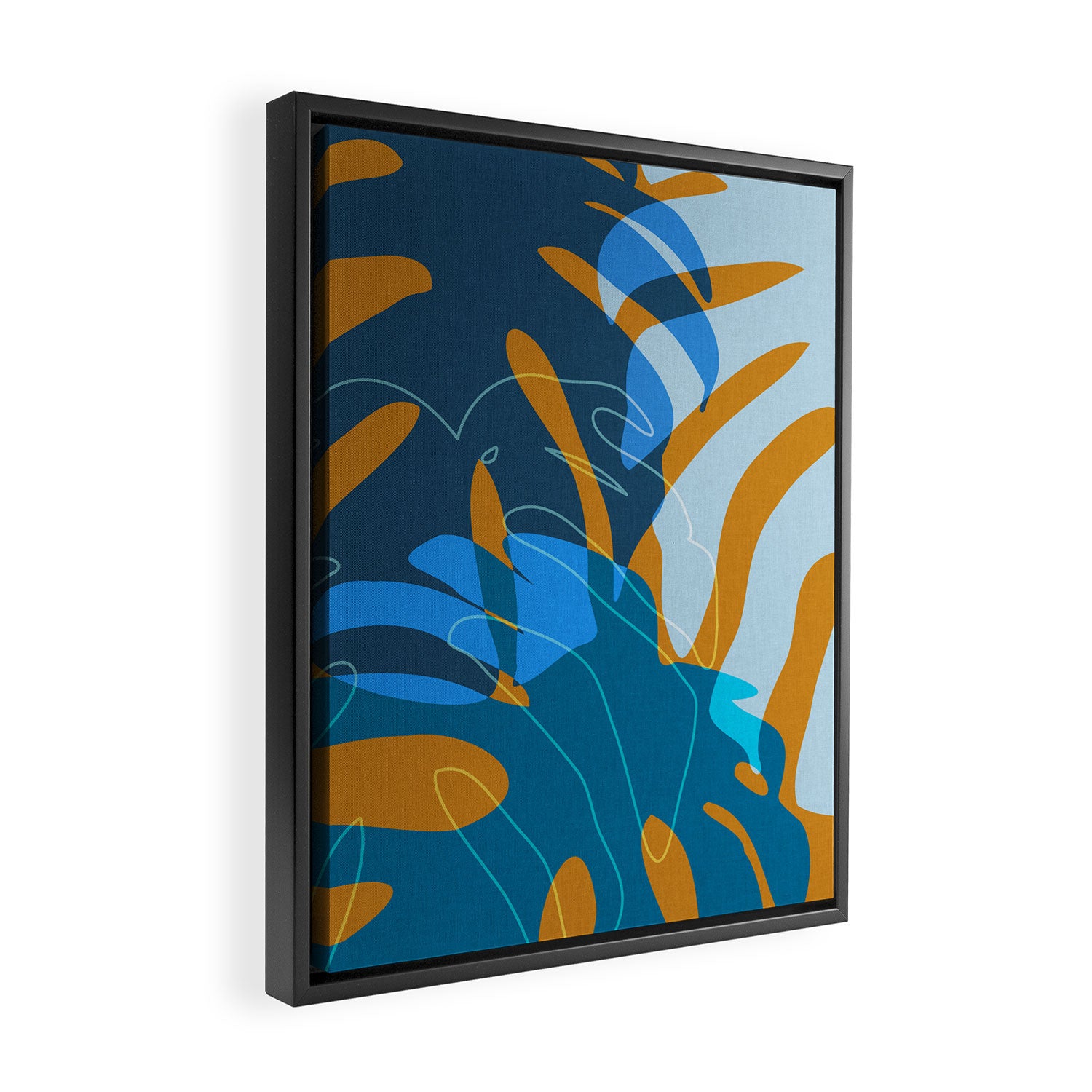 monstera mix plant minimal Framed Canvas Print Gallery Image 2