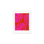 monstera pink orange minimal cut out summer Art Print Gallery Image 1