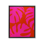 monstera pink orange minimal cut out summer Framed Canvas Print Gallery Image 8