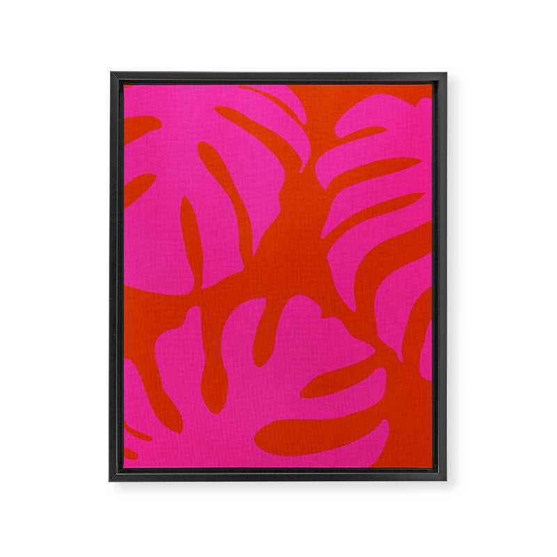 monstera pink orange minimal cut out summer Framed Canvas Print Gallery Image 8