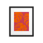 monstera pink orange summer plant leaves Framed Art Print Gallery Image 6