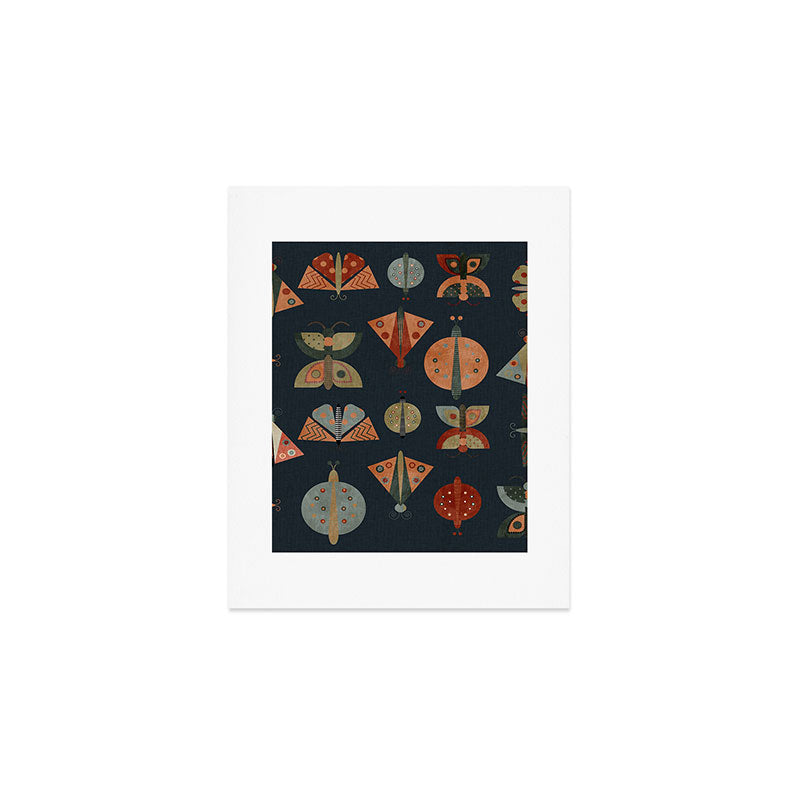 moths butterflies fall mid mod 1 Art Print Gallery Image 1
