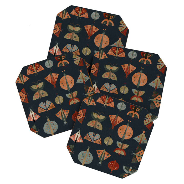 moths butterflies fall mid mod 1 Coaster Gallery Image 1