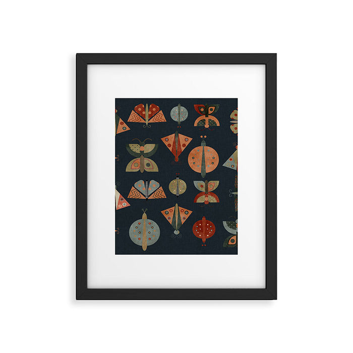 moths butterflies fall mid mod 1 Framed Art Print Gallery Image 1