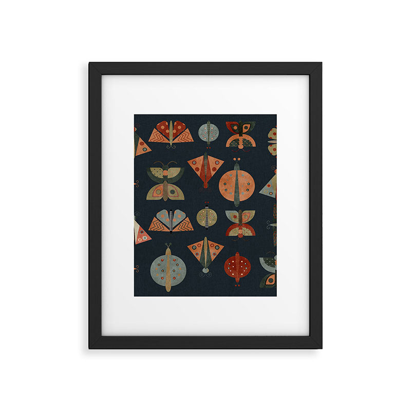 moths butterflies fall mid mod 1 Framed Art Print Gallery Image 6