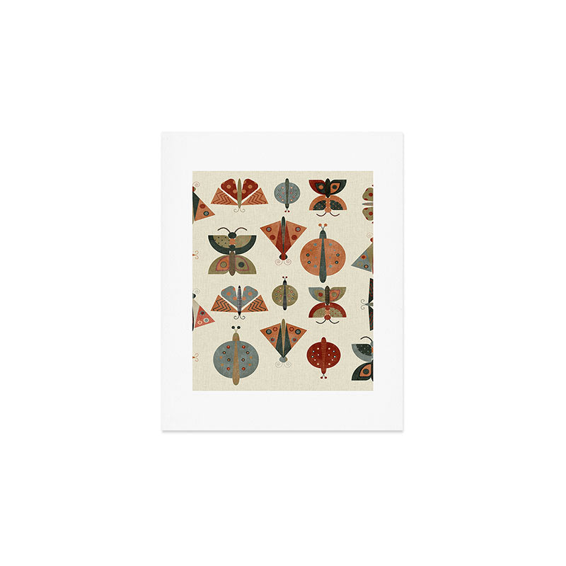 moths retro geo fall abstract Art Print Gallery Image 1