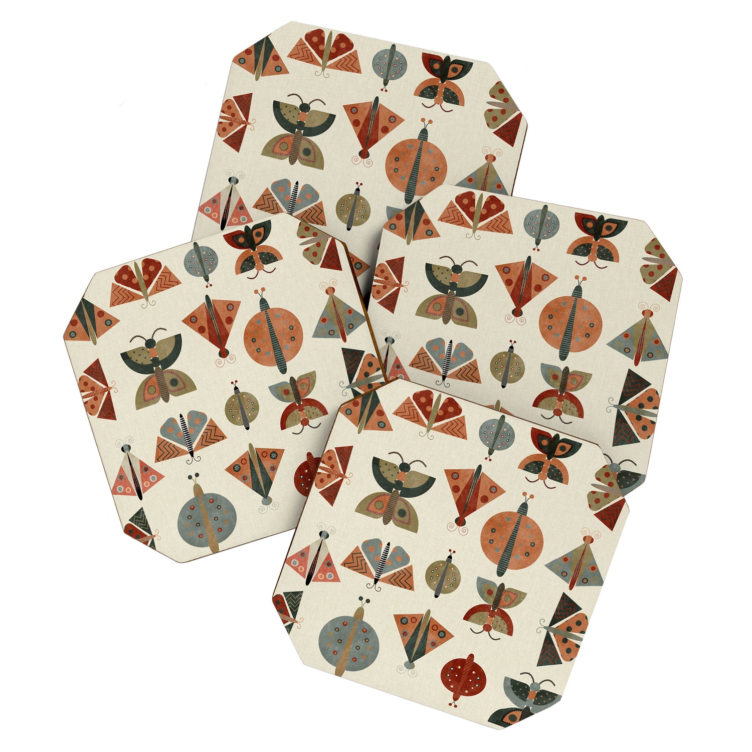 moths retro geo fall abstract Coaster Gallery Image 1