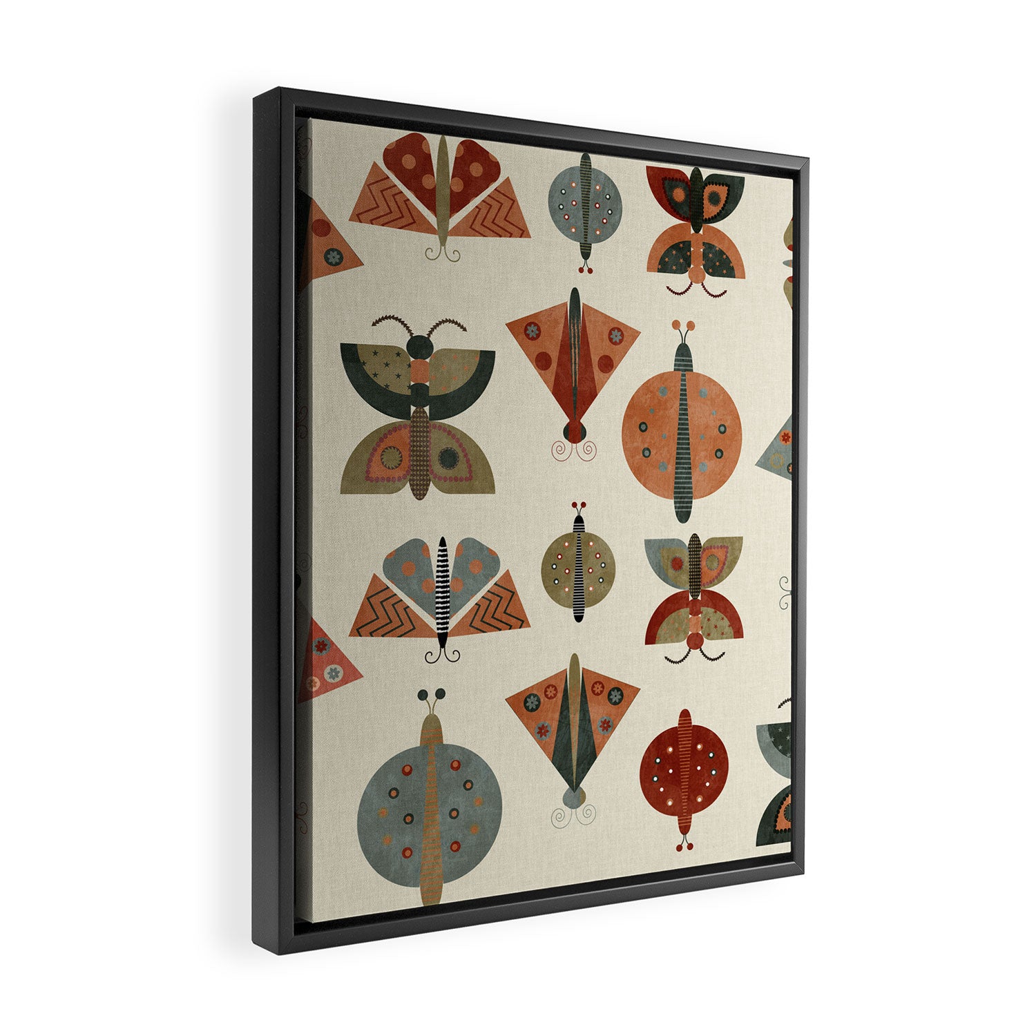 moths retro geo fall abstract Framed Canvas Print Gallery Image 2