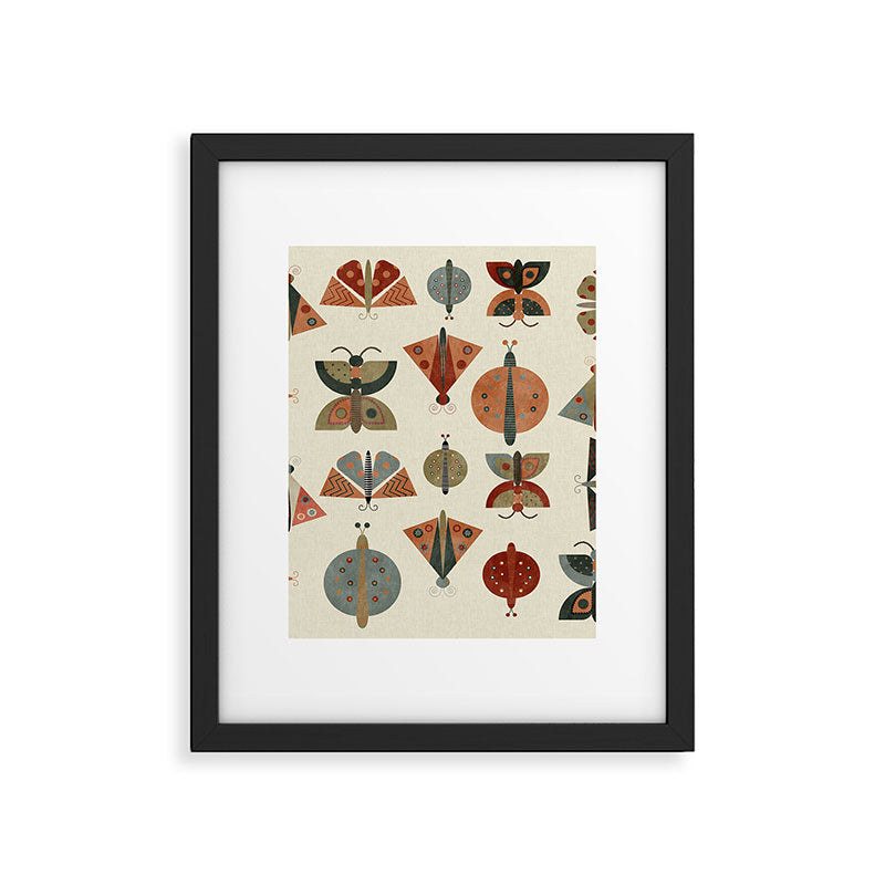 moths retro geo fall abstract Framed Art Print Gallery Image 6