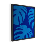 night monstera blue summer plant leaves Framed Canvas Print Gallery Image 2