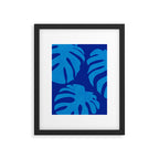 night monstera blue summer plant leaves Framed Art Print Gallery Image 6