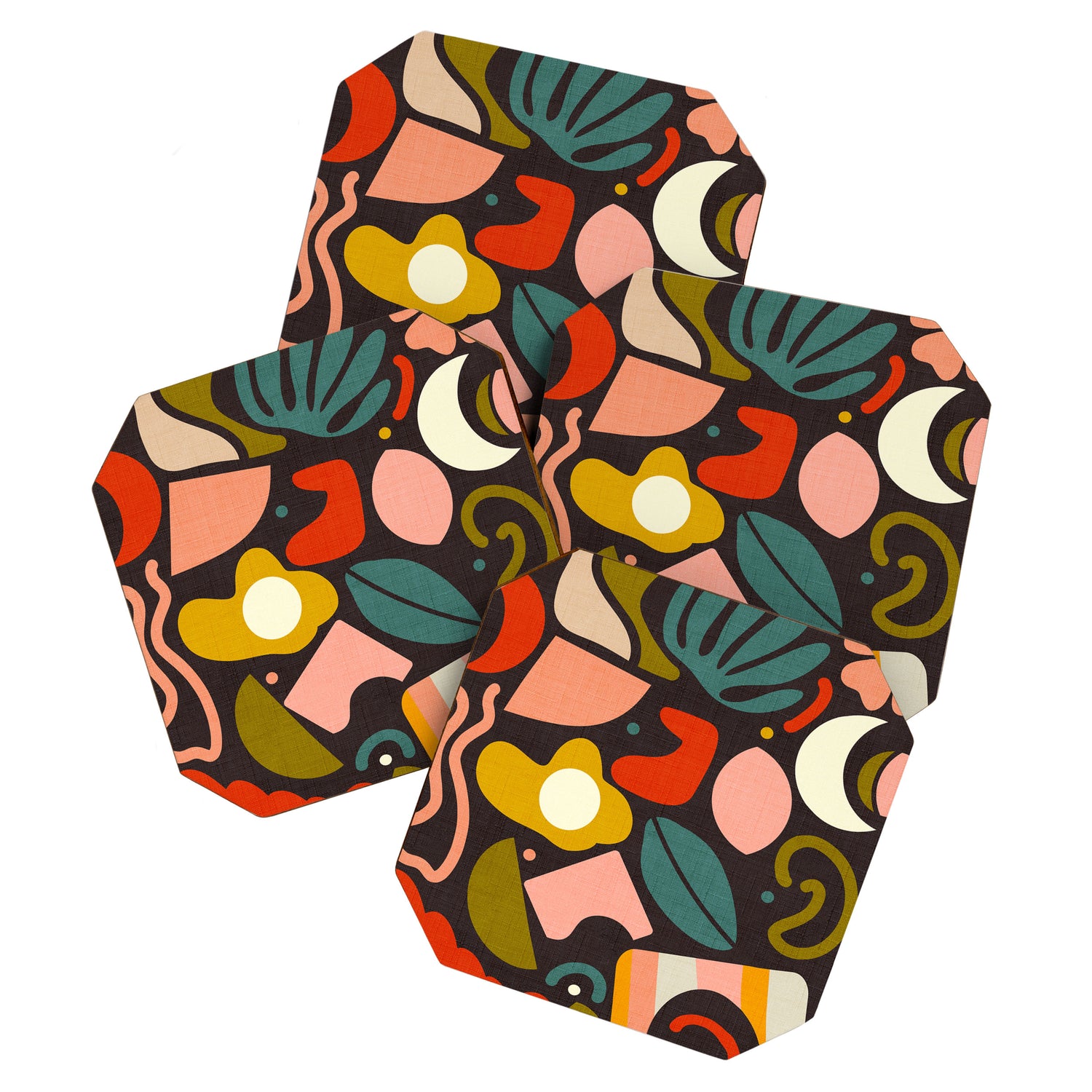 organic shapes geometric abstract shapes 3 Coaster Gallery Image 1