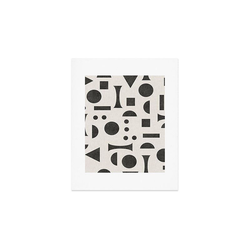 Playful Bauhaus geometric black shapes Art Print Gallery Image 1