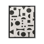 Playful Bauhaus geometric black shapes Framed Canvas Print Gallery Image 8
