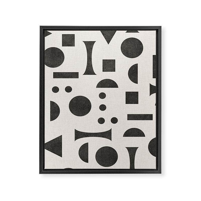 Playful Bauhaus geometric black shapes Framed Canvas Print Gallery Image 8