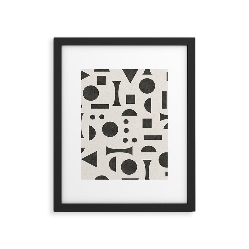 Playful Bauhaus geometric black shapes Framed Art Print Gallery Image 4