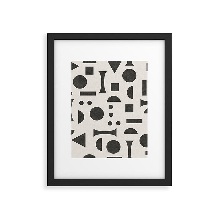 Playful Bauhaus geometric black shapes Framed Art Print Gallery Image 1